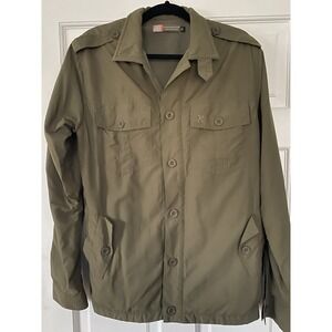 Rufiji Men's Bush Tech Safari Jacket SZ Med Olive Green Fleece Pockets Epaulets